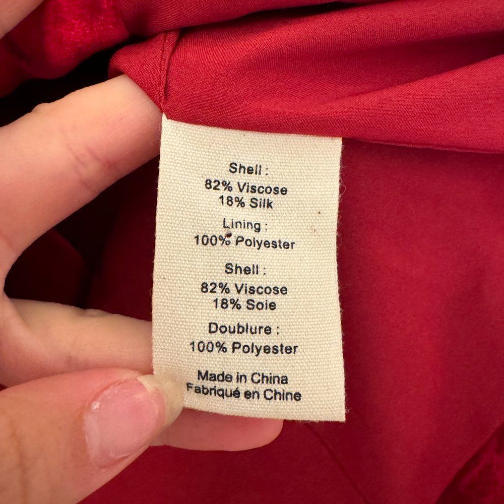 NWT L'AGENCE Kenzie Red Crushed Velvet Double Breasted Blazer Jacket - Picture 11 of 15
